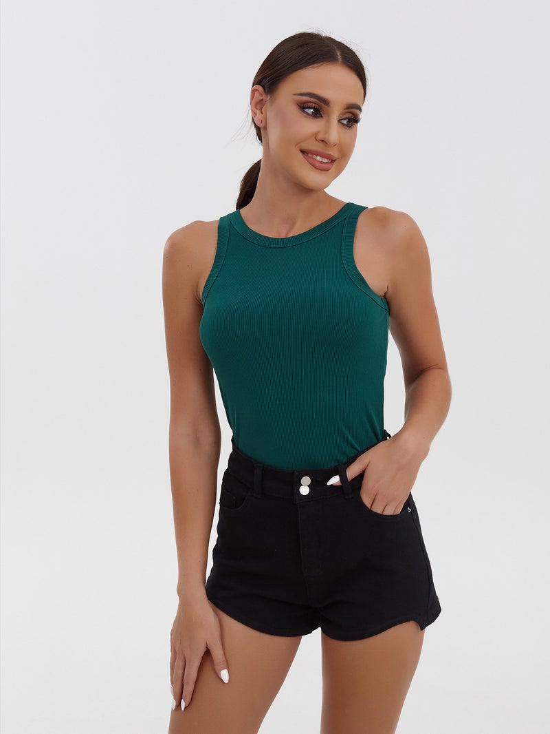 Fashionable Versatile Casual Ribbed Sports Top Base Layer Round Neck Camisole Breathable - Image 3